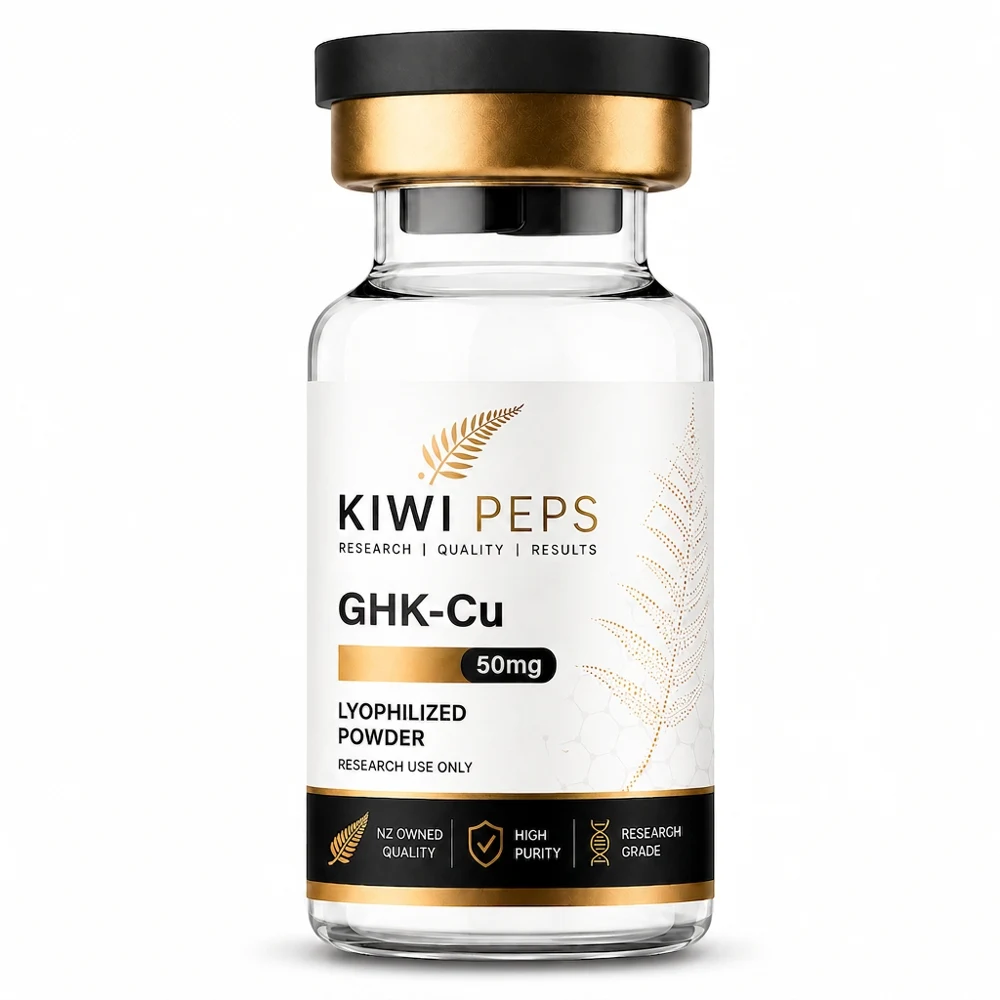 GHK-Cu 99.76% HPLC-MS verified lyophilised research vial — Kiwi Peps NZ