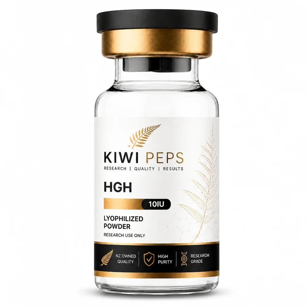 HGH 10IU 97.62% HPLC-MS verified lyophilised research vial — Kiwi Peps NZ